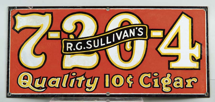 Appraisal: R G SULLIVAN S CIGAR SIGN Smaller version porcelain sign