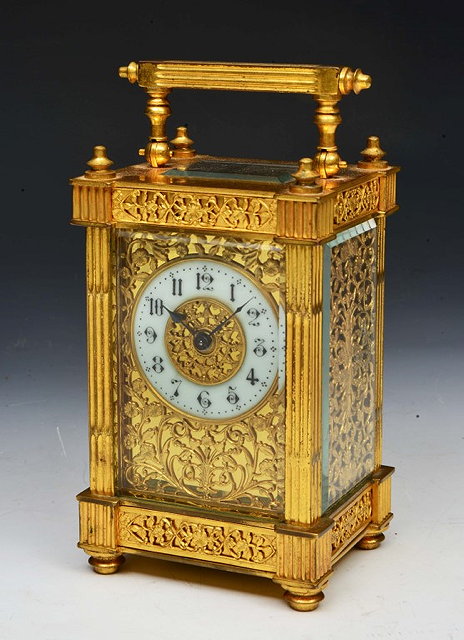 Appraisal: A LATE TH CENTURY GILT BRASS CARRIAGE TIMEPIECE the Gothic