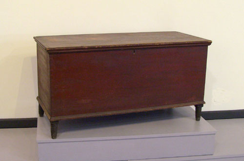 Appraisal: Red painted blanket chest th c stenciled Samuel K Landis