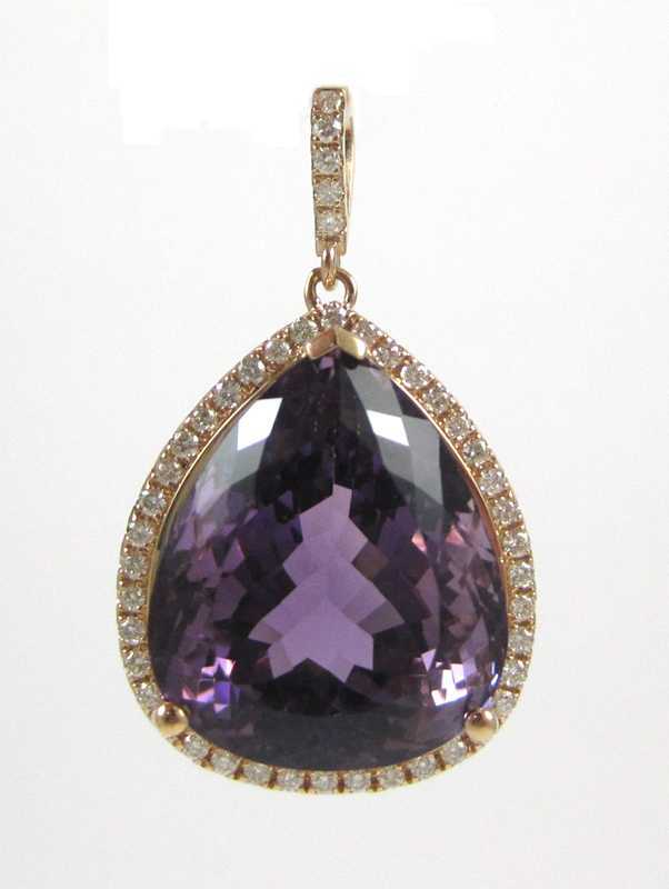 Appraisal: AMETHYST DIAMOND AND ROSE GOLD PENDANT The k rose gold