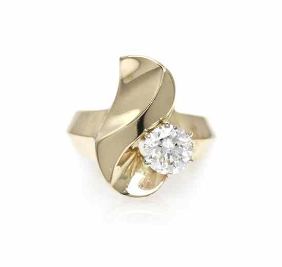 Appraisal: A Karat Yellow Gold and Diamond Ring containing one round