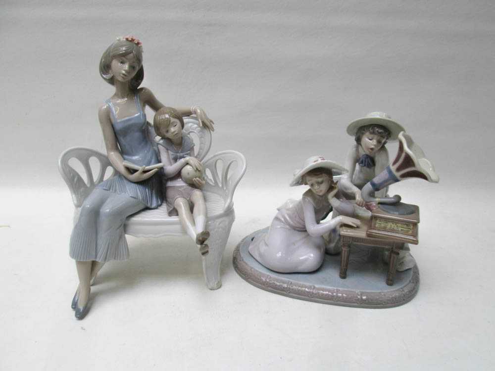 Appraisal: TWO LLADRO PORCELAIN SCULPTURES Once Upon a Time by Francisco