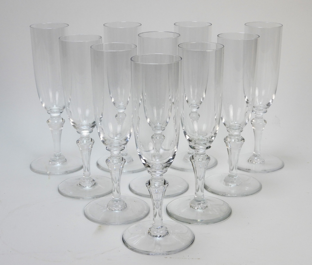 Appraisal: PC BACCARAT NORMANDIE CHAMPAGNE FLUTES France th CenturyColorless hand blown