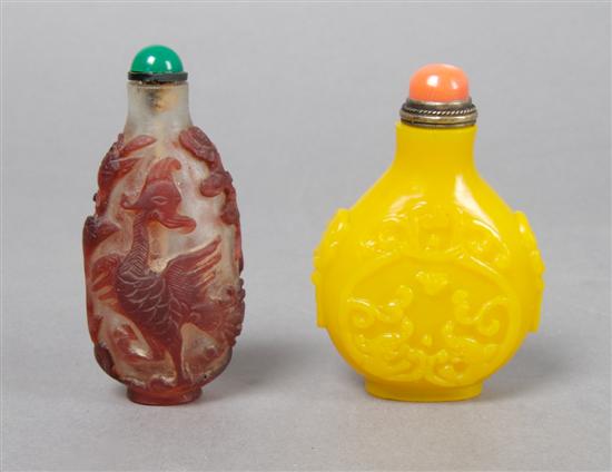 Appraisal: A Group of Two Snuff Bottles Height of tallest inches