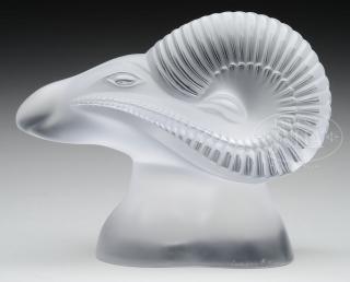 Appraisal: R LALIQUE ARIES RAM'S HEAD SCULPTURE Please Note There is