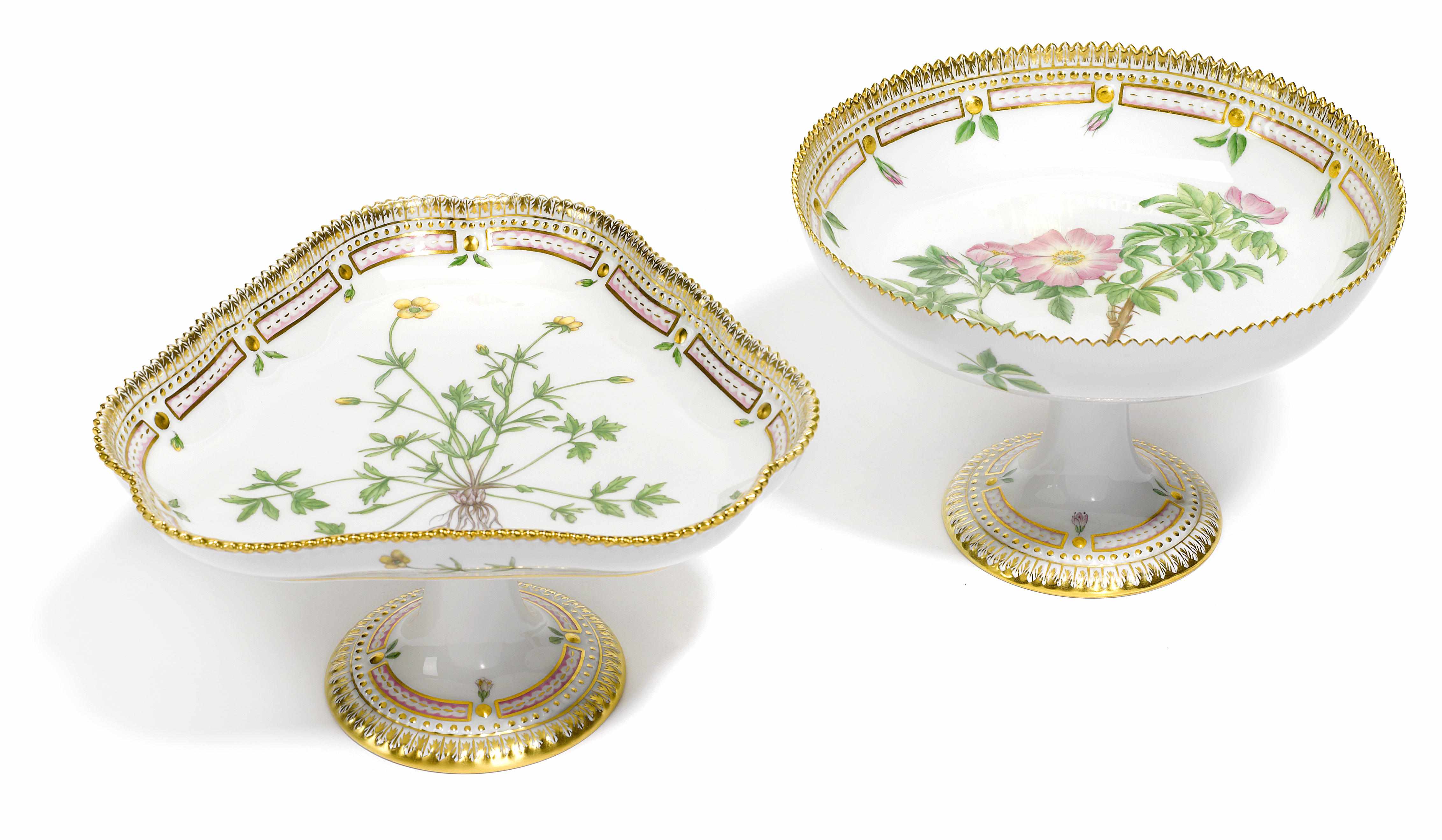 Appraisal: Two Royal Copenhagen porcelain Flora Danica compotes date codes for