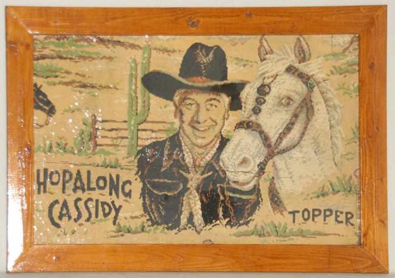 Appraisal: Vintage Linoleum Picture of Hopalong Cassidy Framed Picture of Hoppy