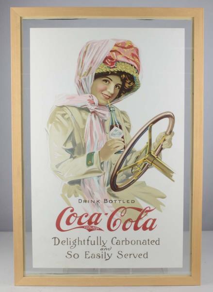 Appraisal: Coca Cola Advertisement In Frame This single sided advertising poster