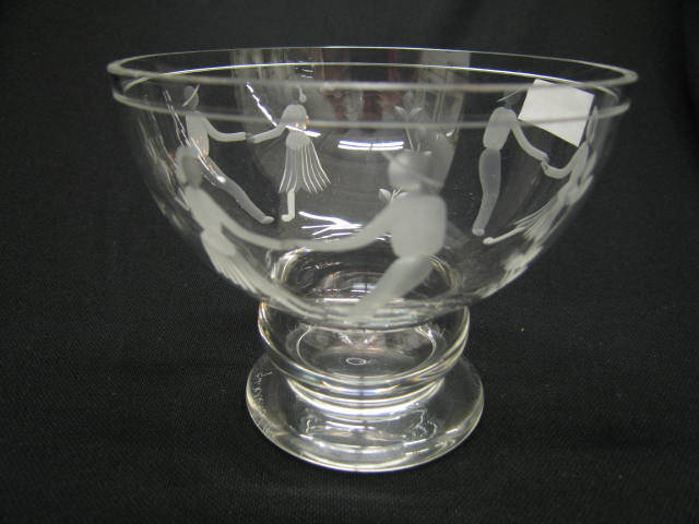 Appraisal: Fine Etched Crystal Dish dancer decor