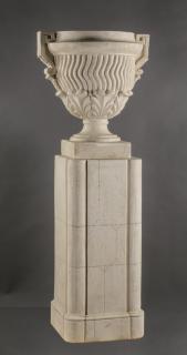 Appraisal: Neoclassical inspired urn pedestal h Neoclassical style urn and pedestal