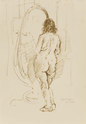 Appraisal: RAPHAEL SOYER Standing Female Nude Looking in a Mirror and