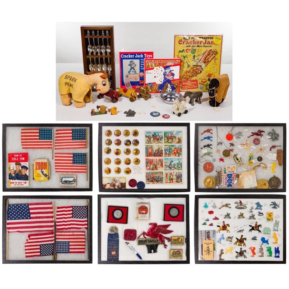 Appraisal: CRACKER JACK TOY PRIZE ASSORTMENTIncluding over plastic paper and metal