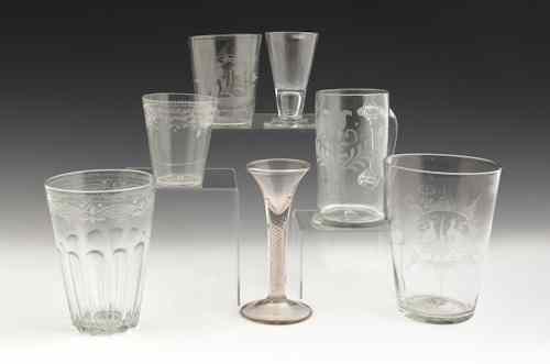 Appraisal: Collection of colorless glass th th c to include four