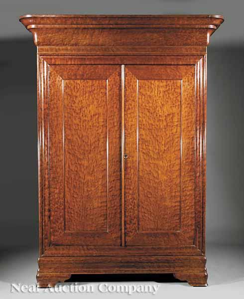 Appraisal: An Important New Orleans Plum Pudding Mahogany Armoire c attributed