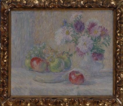 Appraisal: WILLIAM MALHERBE - NATURE MORTE Oil on canvas x in