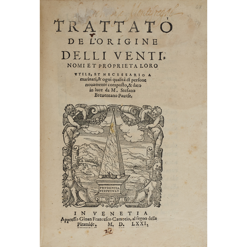 Appraisal: Breventano Stefano Trattato de l'origine Delli Venti Venice Giovanni Francesco