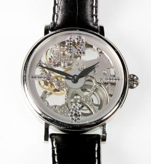 Appraisal: Gentleman's Davosa skeleton black diamond stainless steel wristwatch Gentleman's Davosa