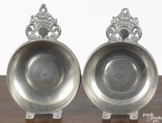 Appraisal: Two New England pewter porringers ca one initialed SG ''