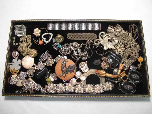 Appraisal: Tray lot assorted ladies costume jewelry Includes many sterling pieces