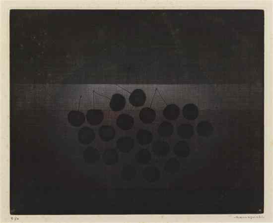 Appraisal: Yozo Hamaguchi Japansese - Cherries etching edition signed Hamaguchi lower