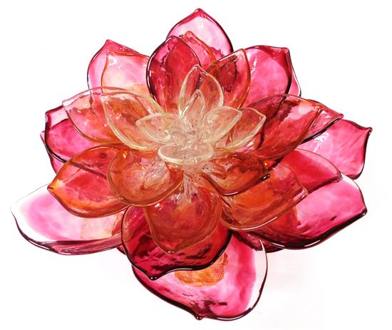 Appraisal: Martin Blank American b Lotus Commission cranberry to clear glass