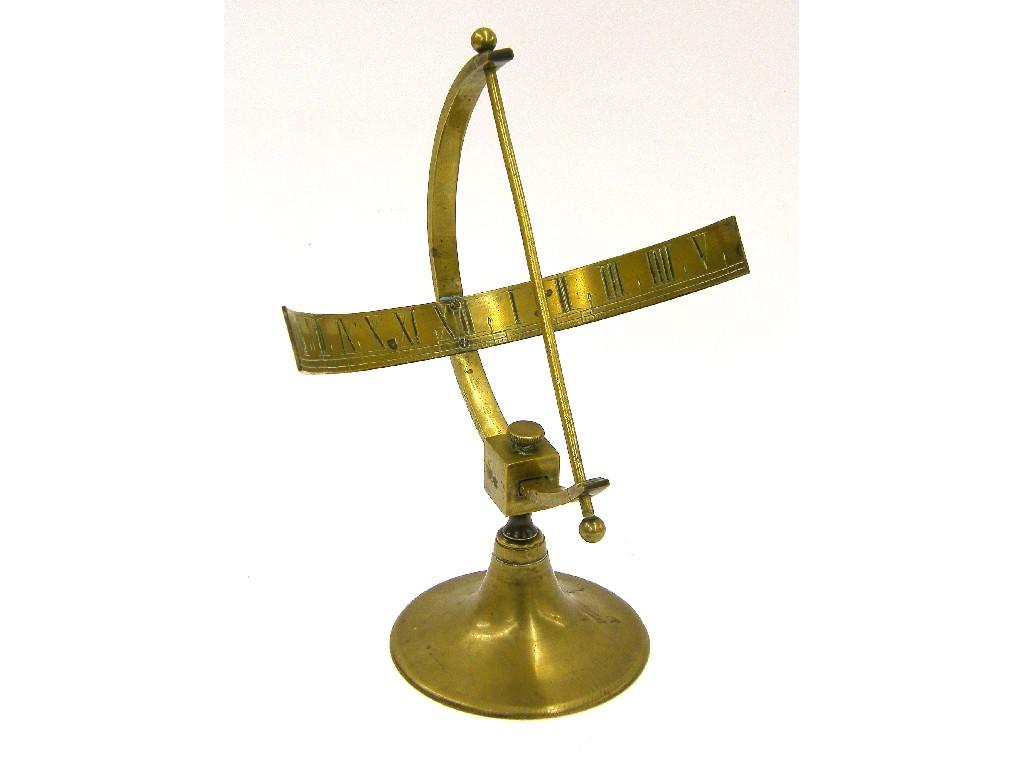 Appraisal: Brass equatorial sun dial brass rod gnomon semi circular engraved