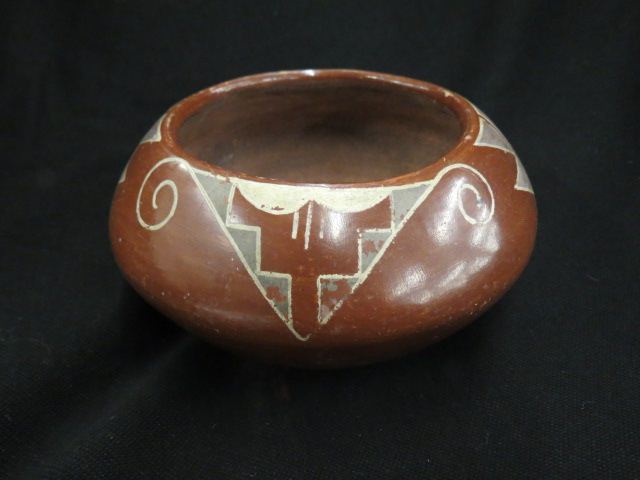 Appraisal: Indian Pottery Bowl geometric designs on red brown diameter tall