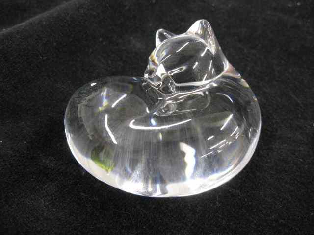 Appraisal: Steuben Crystal Figural Paperweight ofa sleeping cat '' signed excellent