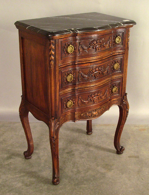 Appraisal: Three drawer marble top commode h w