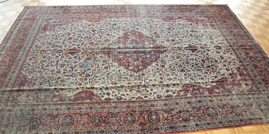 Appraisal: An Antique Kashan Rug ' x ' Worn edges slightly