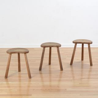 Appraisal: Set Robert Thompson Mouseman oak stools Set Robert Thompson Mouseman