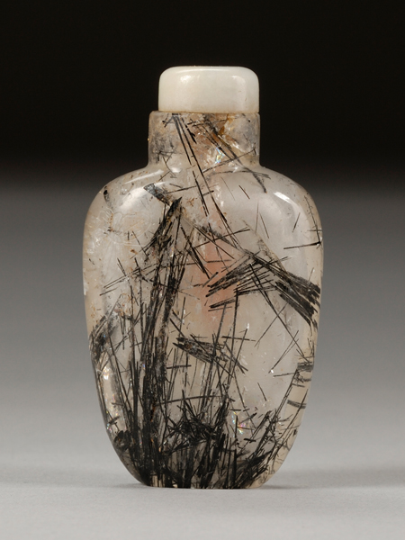 Appraisal: Rutilated Quartz Snuff Bottle China th century well hollowed form