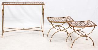 Appraisal: CONTEMPORARY GILT TONE METAL OTTOMANS CONSOLE CONTEMPORARY GILT TONE METAL