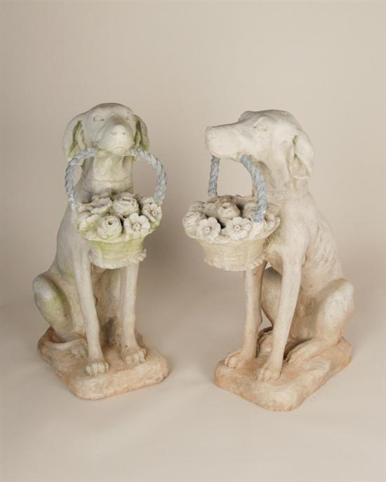 Appraisal: A Pair of Concrete Dogs Patio Ornaments the dogs holding