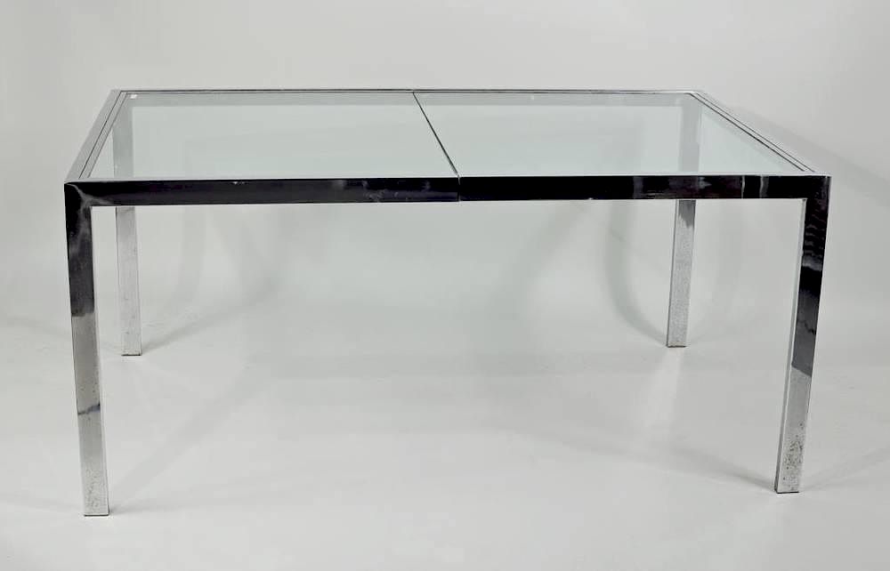 Appraisal: Mid-Century Glass Chrome Dining Table Mid-Century glass and chrome dining