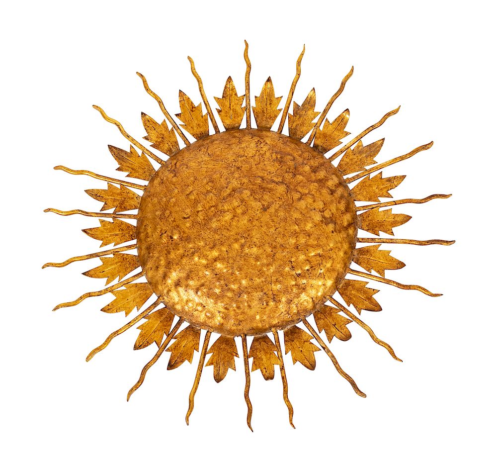 Appraisal: A Gilt Metal Sunflower Ceiling Fixture Diameter inches A Gilt