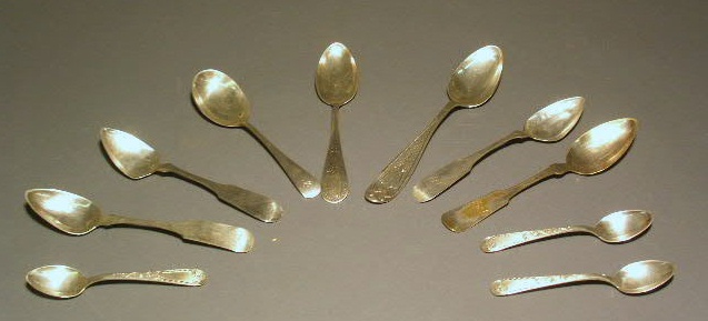 Appraisal: Ten coin and sterling silver spoons by various makers