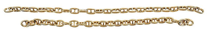 Appraisal: Two kt Bracelets Hermes anchor style links each bracelet is