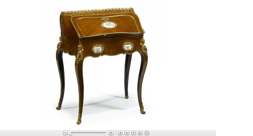 Appraisal: Louis XV style gilt bronze and porcelain mounted tulipwood secretairelate