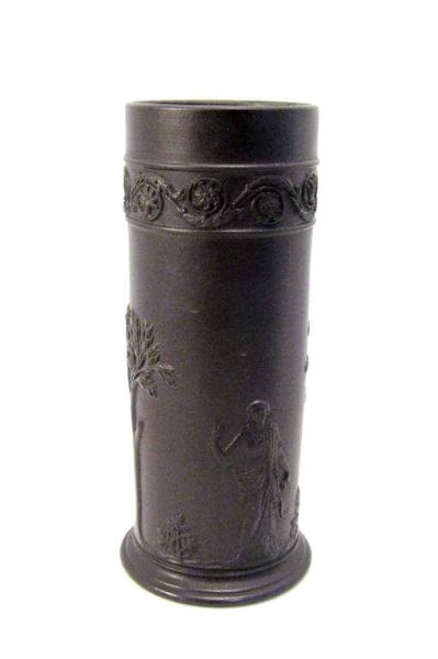 Appraisal: Wedgwood Black Basalt Cylinder Vase Black basalt cylinder vase with