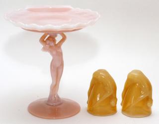 Appraisal: OPAQUE GLASS BOTTOM'S UP CUPS AND COMPOTE PIECES OPAQUE GLASS