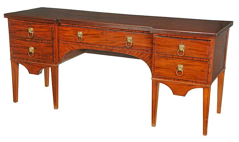 Appraisal: Georgian Figured Mahogany Sideboard British th century single long drawer