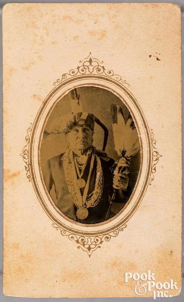 Appraisal: Tintype photograph of Native American Tintype photograph of Native American