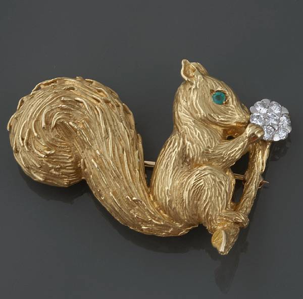 Appraisal: A diamond and k gold squirrel brooch signed for Hammerman