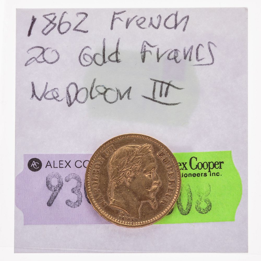 Appraisal: French Gold Francs Napoleon III Gold Weight Circulated about XF