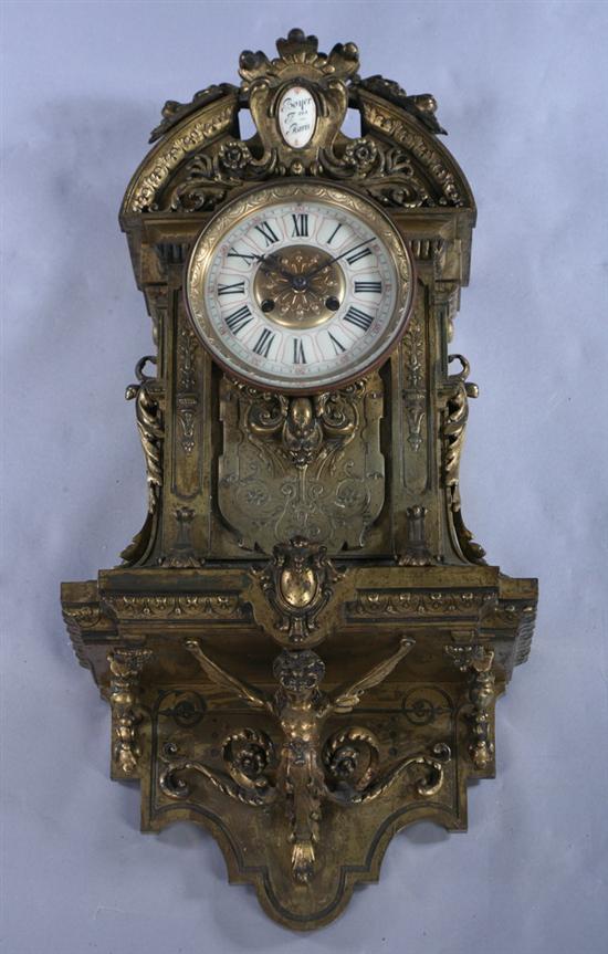 Appraisal: FRENCH BRONZE-DOR WALL CLOCK late th century by Boyer Fres