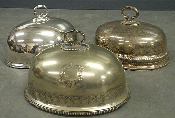 Appraisal: - Three silverplate meat domes largest h x x -