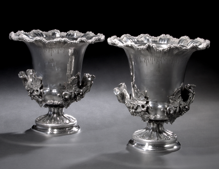 Appraisal: Pair of Victorian Silverplate Wine Coolers third quarter th century