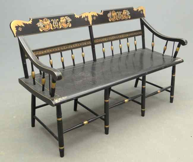 Appraisal: Hitchcock style painted bench ' W