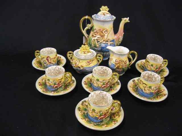 Appraisal: pc Occupied Japan Porcelain Tea Service Capo-di-Monte style with maidens